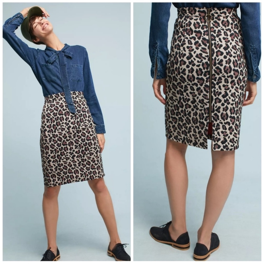 Maeve Nimah leopard print pencil skirt size small